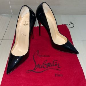 Christian Louboutin Black Pigalle 120 Patent Calf Leather Pointed Toe Pumps